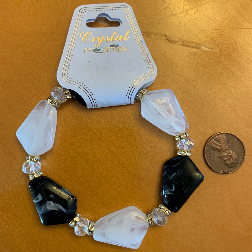 Crystal Collection Black N White Stretchy Bracelet. New